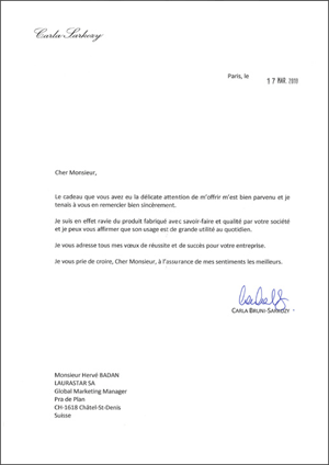 Pismo Carla Sarkozy